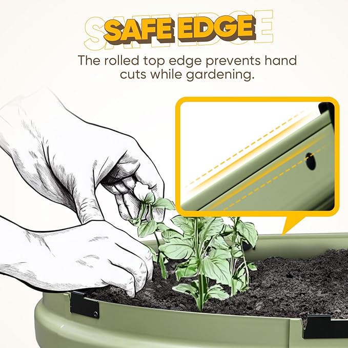 KING BIRD Raised Garden Bed Kit 2025 Upgraded 10-Minute Assembly Galvanized Planter Garden Box Outdoor for Gardening, Vegetables, Flowers, 47x24x12 in, Olive Green