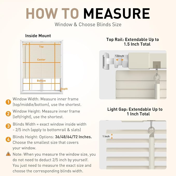 No Drill No Tool 1" Vinyl Mini Blinds, Light Filtering Horizontal Window Blinds - Image 7