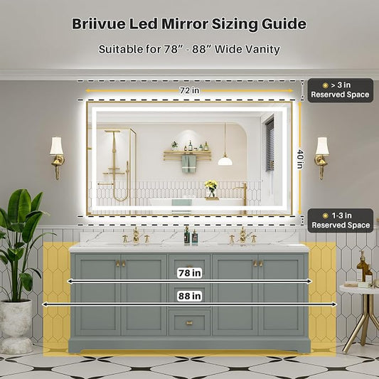 72x40 Inch LED Bathroom Mirror - Image 2