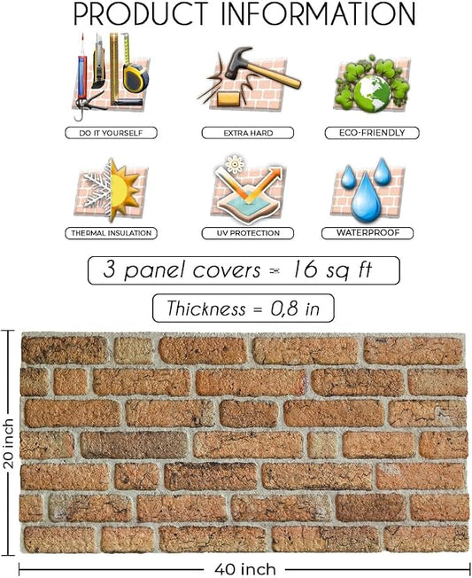 IZODEKOR 3D Wall Panels Brick Effect - Image 2