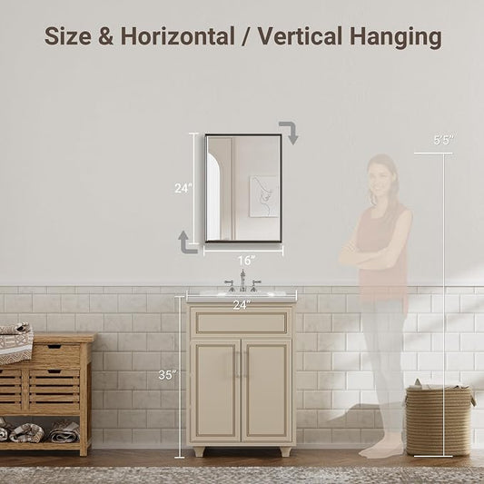 Black Bathroom Mirror, Anti-Rust Black Framed Mirror - Image 2