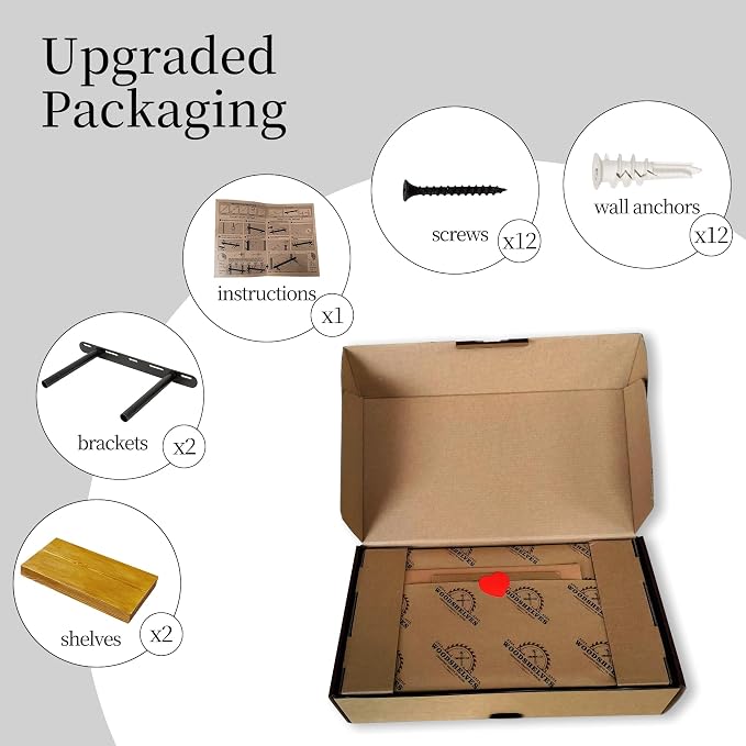 BGMG Wood Floating Shelves for Wall 18 inch Set of 2, Rustic Wooden Wall Mount - Image 7