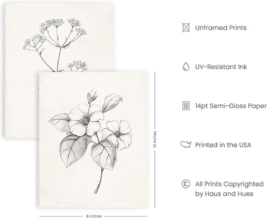 HAUS AND HUES Grey Floral Wall Art - Image 2