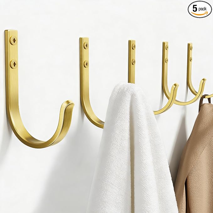 Wall Hooks for Hanging Towel/Coat - 22LB Screw in Metal Hanger Wall Mount by Josmimic