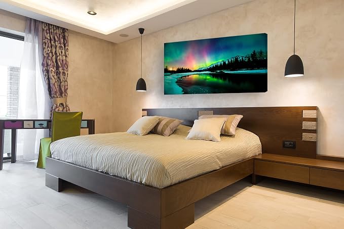 S01962 Wall Art Aurora scenery Painting on Canvas Stretched and Framed Canvas - Image 7