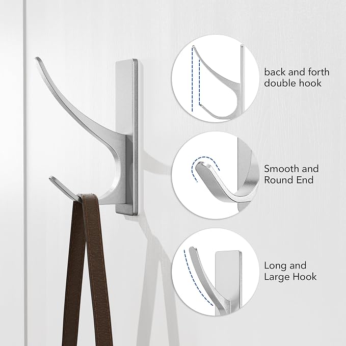 pickpiff Silver Self Adhesive Coat Hooks - Image 7