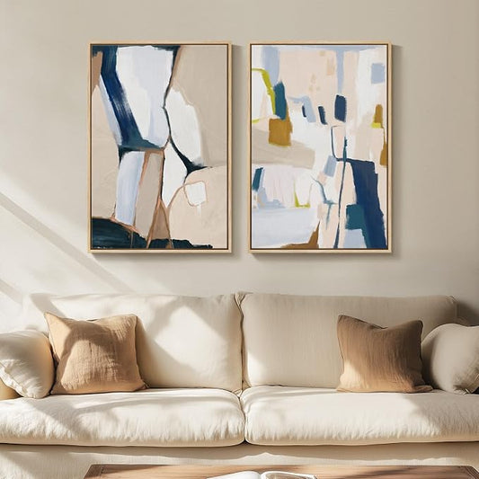 Framed Neutral Abstract Wall Art - Image 2