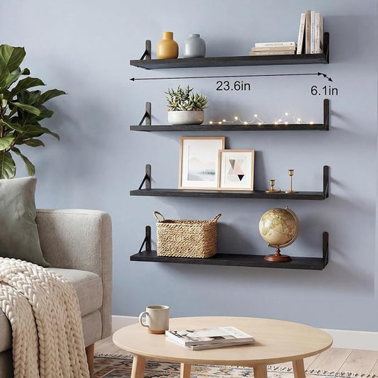 YGEOMER Floating Shelves for Wall, 23in Black Wall Shelves for Living Room - Image 2