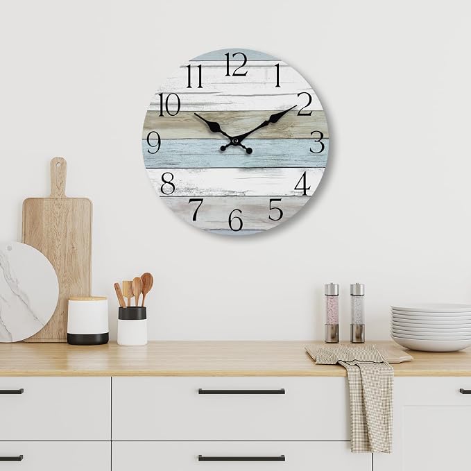 Wall Clock, Silent Non Ticking Wall Clocks Battery Operated, Rustic Wooden - Image 9