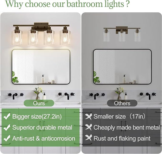 MOKATNG 4-Light Bathroom Light Fixtures, Vanity Light - Image 2