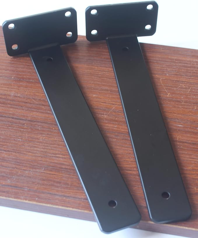 8 Pack - 10 inch Black Hidden L Shelf Bracket Iron Floating Shelf Brackets - Image 8