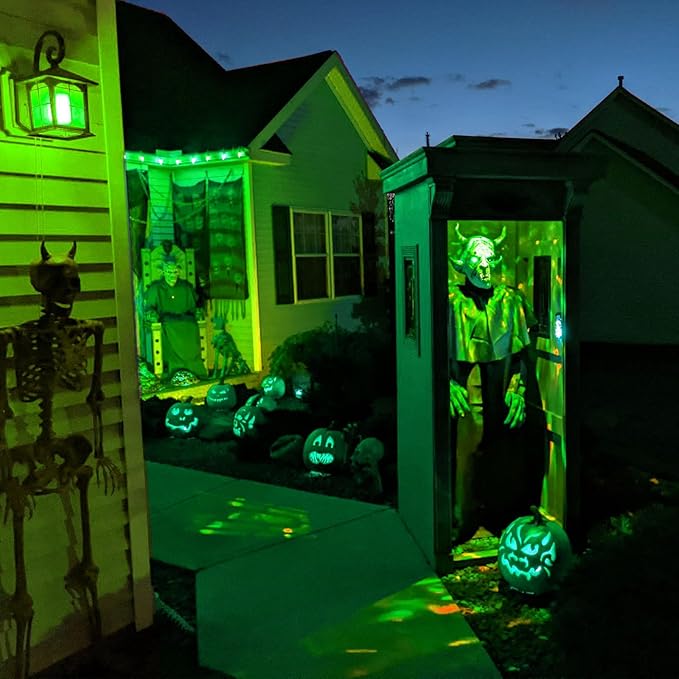 Hompavo 【Upgraded LED Flame Light Bulbs, 3 Modes Flickering Light Bulbs, E12 Chandelier Base Candle Fire Light Bulb for Halloween Christmas Party Porch Indoor & Outdoor Home Decoration, Green 6 Pack