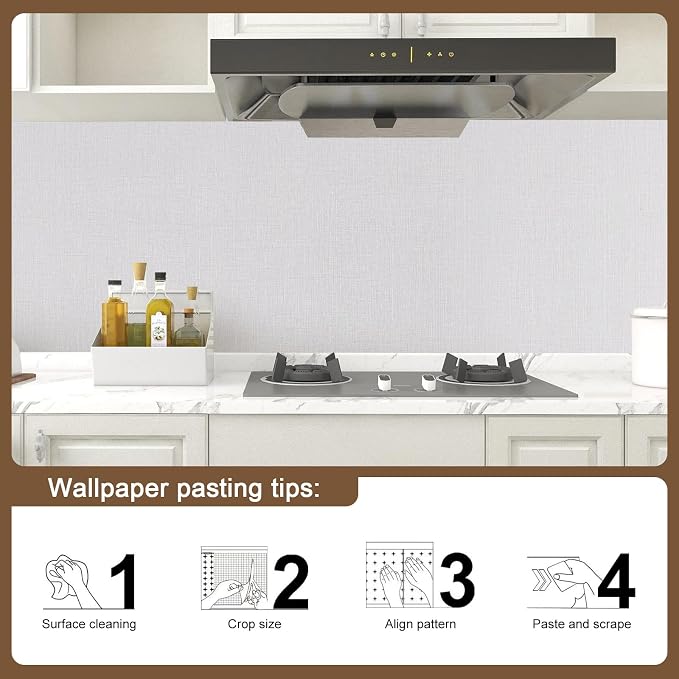 Beige Wallpaper Grasscloth Peel and Stick Wallpaper 15.7"x 196" Fabric Contact - Image 9