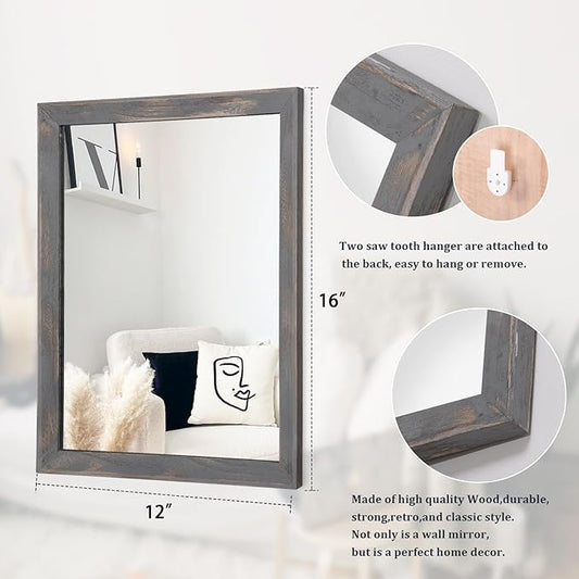 AAZZKANG Wooden Mirror Rectangle Rustic Mirrors - Image 2