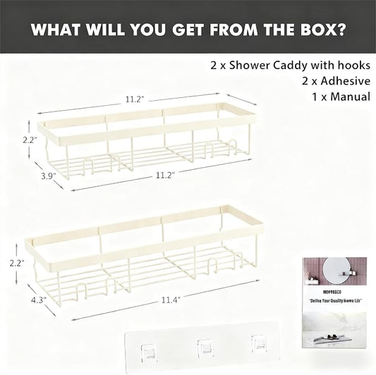 Moforoco Shower Caddy Shelf Organizer Rack, Self Adhesive Black Bathroom - Image 2
