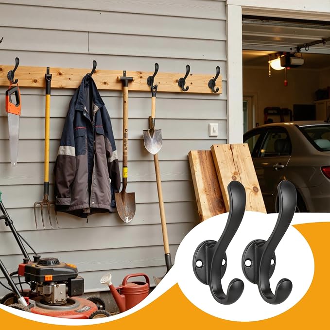 8 Pack Coat Hooks Wall Mount Heavy Duty Utility Retro Double Hooks - Image 9