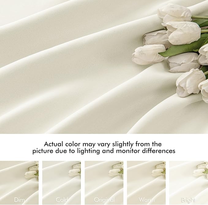 MIULEE Cream Back Tab Blackout Curtains 63 Inch Length 2 Panels Set - Image 8