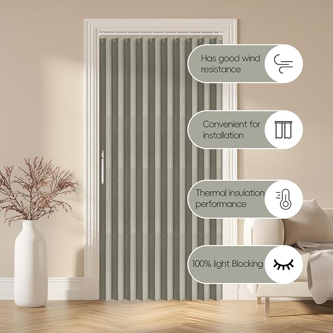 AJAZZ 100% Blackout Magnetic Door Curtain Accordion Doors Interior Closet Door - Image 9