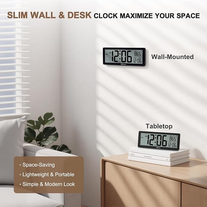 Soobest 8.5" Atomic Digital Wall Clock, Never Needs Setting, Auto Time Sync - Image 9