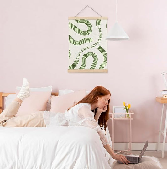 Yomisex Sage Green Wall Art Poster, Slow Down You're Doing Fine Inspirational - Image 2