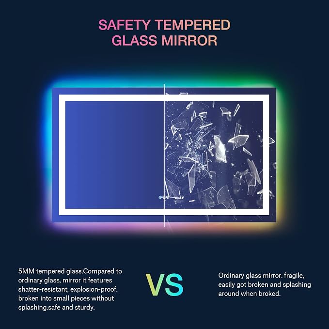 LOAAO 32”X36“ RGB LED Bathroom Mirror - Image 8