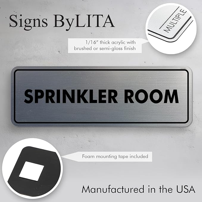Signs ByLITA Standard Sprinkler Room Sign (Ivory/Dark Brown) - Large