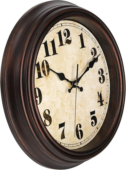 TOPZEA Retro Wall Clock, 12 Inch Silent Non-Ticking Classic Clocks Decorative - Image 2