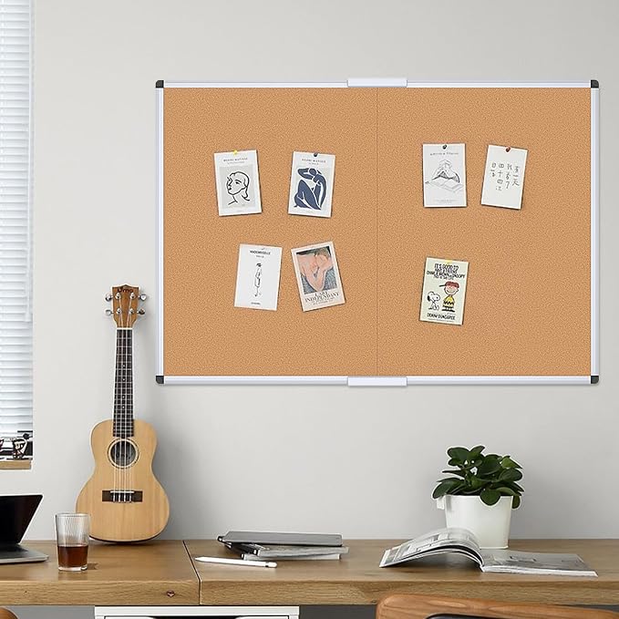 VIZ-PRO 72" x 48" Large Cork Bulletin Board, Foldable & Wall-Mounted Notice Pin - Image 7