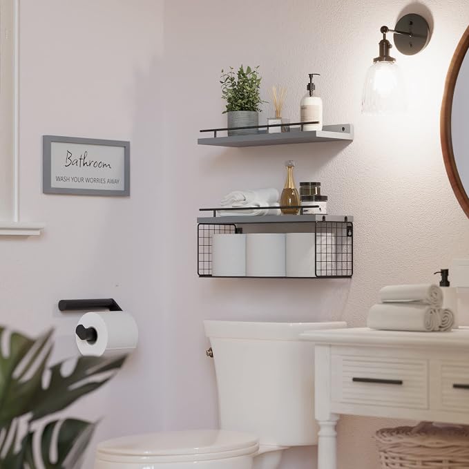 WOPITUES Floating Shelves for Wall Decor Sign, Bathroom Organizers and Storage - Image 6