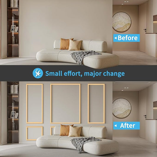 Art3d Pre-Cut Wall Molding Set of 6 pcs, Ready-to-Assemble Wainscoting Panels - Image 2