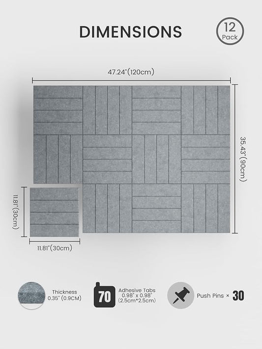 Bumusty Large Cork Board Alternative-48 x 36" Felt Bulletin Board Tiles - Image 2