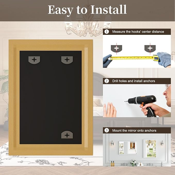 Syndra White Wood Frame Bathroom Mirror, Waterproof Slim Deep Frame, - Image 9
