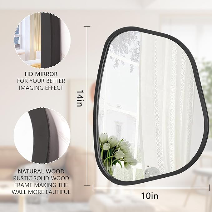 Asymmetrical Mirror for Wall Irregular Oval Wood Frame Modern Unique Accent - Image 7