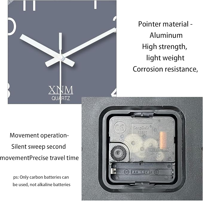 XNM Minimalist Wall Clocks Battery Operated Grey Analog Wall Clock - Image 8