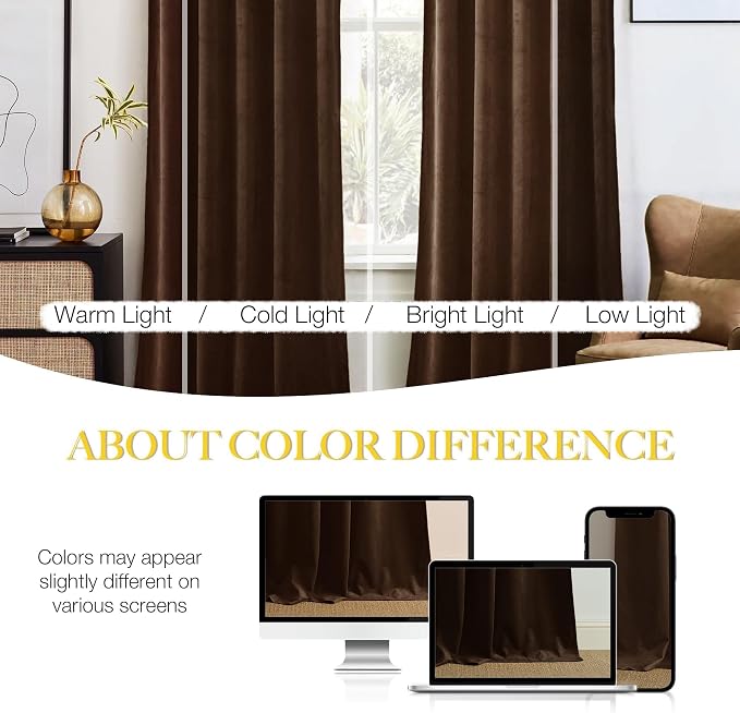 NICETOWN Brown Velvet Curtains 84 inches Length - Image 9