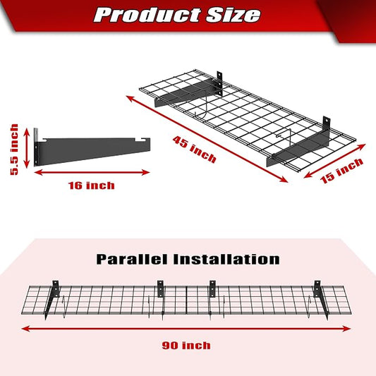 WALMANN 2 Pack Garage Wall Mount Shelves, 45x15 inch Wall Mounted Storage - Image 2