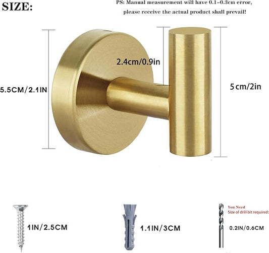 Towel Hooks Bathroom Coat Robe Hook Stainless Steel Heavy Duty Door Hanger - Image 2