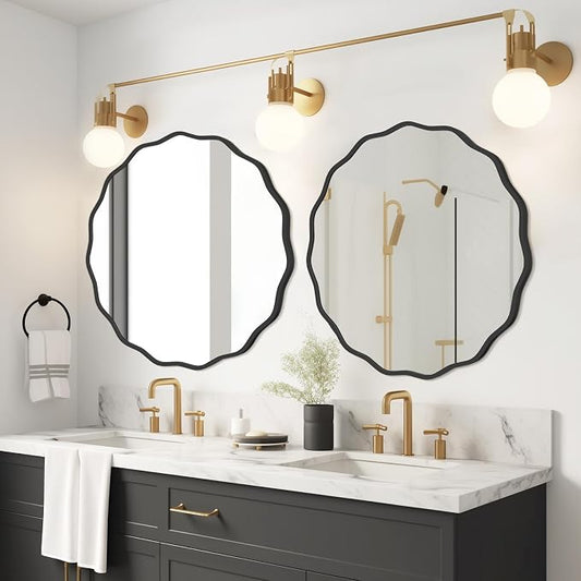 WallBeyond Round Wavy Mirror for Wall Decorative 28 inch, Modern Round Mirror - Image 2