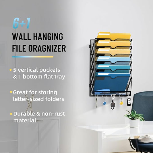 SUPEASY 7-Tier Mesh Wall File Holder, Hanging Wall File Organizer, Office - Image 2