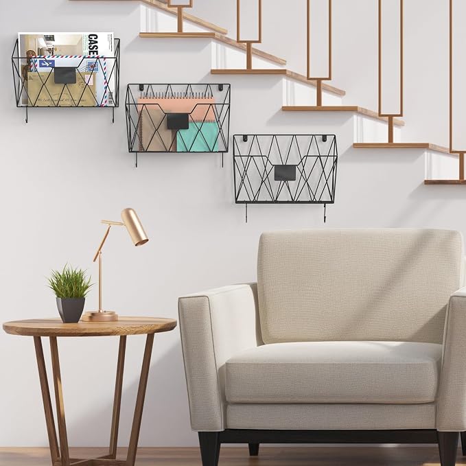 YBING Wall File Organizer Mesh Hanging Wall-mount Files Holder 6 Pack Hanging - Image 7