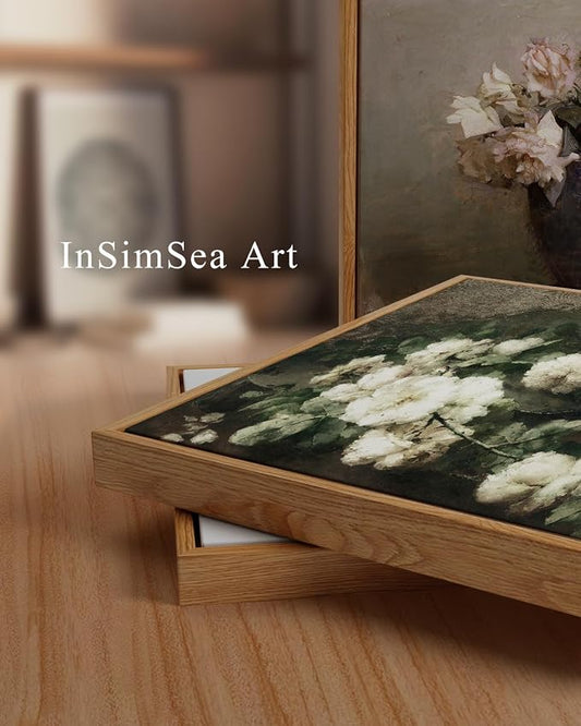 InSimSea Framed Canvas Wall Art Vintage Decor, Home Decor Vintage Flowers - Image 2
