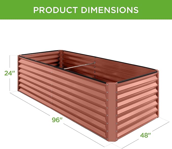 Best Choice Products 8x4x2ft Outdoor Metal Raised Garden Bed, Deep Root Planter Box for Vegetables, Flowers, Herbs, and Succulents w/ 478 Gallon Capacity - Terracotta