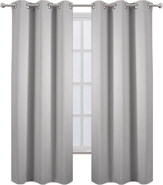 LEMOMO Blackout Curtains 42 x 84 inch/Light Grey Curtains Set of 2 - Image 2