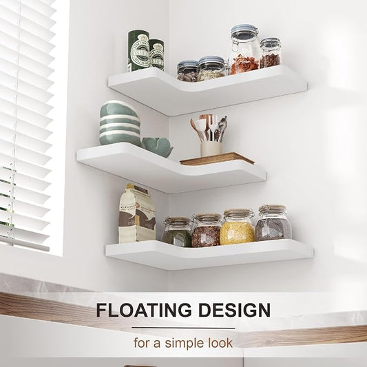 fuqing Corner Floating Shelves, Wall Shelf Set of 3, Shelves - Image 2