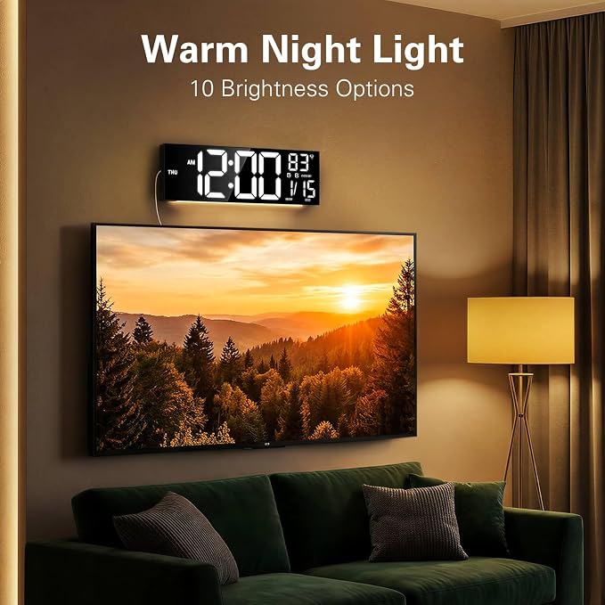 JALL 16.15 inch Large Digital Wall Clock, RGB Lights - Image 10