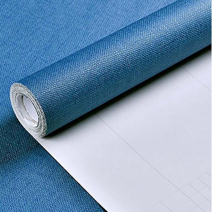 Yancorp 24"x120" Textured Fabric Navy Blue Faux Grasscloth Peel and Stick - Image 5