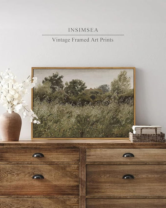 InSimSea Framed Canvas Wall Art Vintage Decor, Room Decor Wilderness Field - Image 2