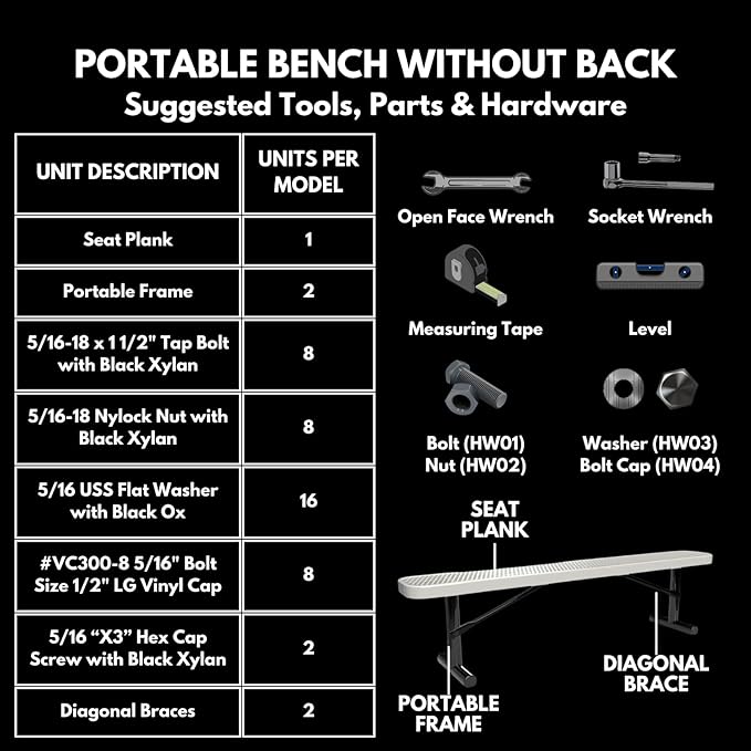 Heavy-Duty Portable Outdoor Bench Thermoplastic Coated, Expanded Metal, Commercial-Grade Seating, Made in America (Portable Without Back, 6 Ft, Dark Blue)