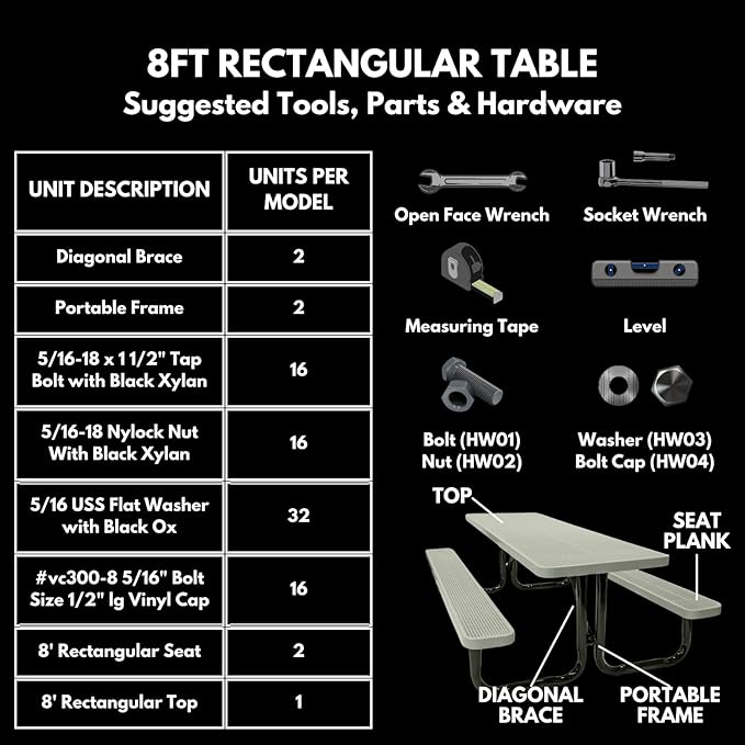 Coated Outdoor Furniture Heavy-Duty Portable Outdoor Picnic Table, Thermoplastic Coated Punched Steel Commercial-Grade Patio Dining Furniture Made in America (8ft Rectangular, Burgundy)