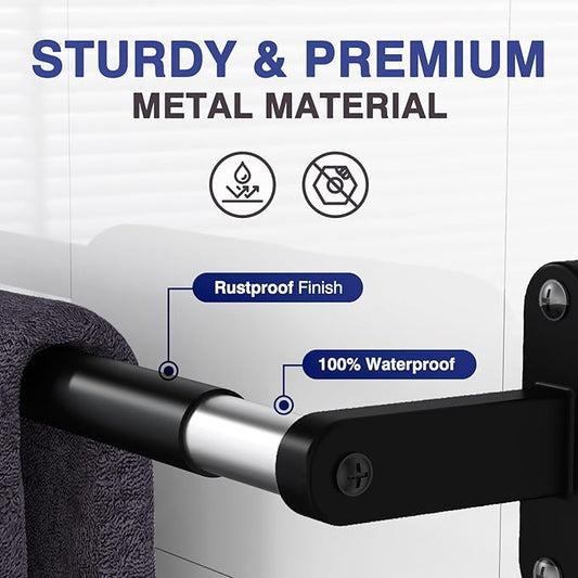 Powools Matte Black Towel Rack for Bathroom - Image 2